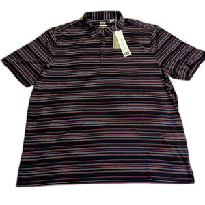 Cutter & Buck CB DryTec Stripe Performance Polo Shirt Men's XL Black Striped NWT